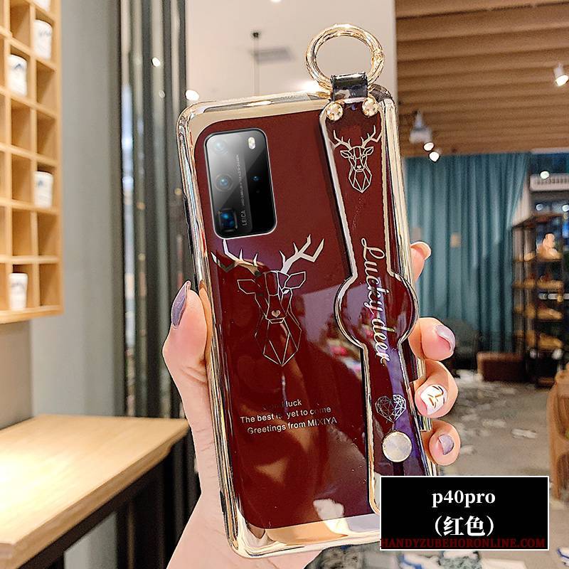 Hülle Huawei P40 Pro Kreativ Persönlichkeit Peau De Daim, Case Huawei P40 Pro Taschen Überzug Netto Rot