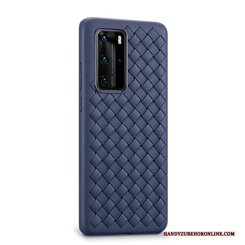 Hülle Huawei P40 Pro Leder Trend Persönlichkeit, Case Huawei P40 Pro Schutz Lila Flecht