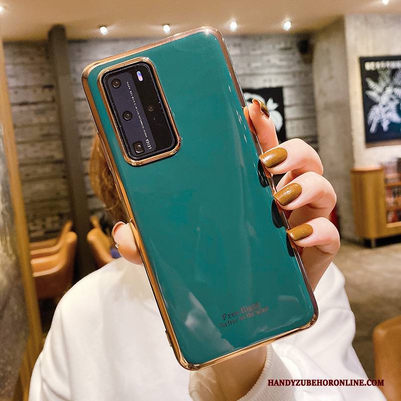 Hülle Huawei P40 Pro Schutz Handyhüllen Anti-sturz, Case Huawei P40 Pro Weiche Hellblau Pu