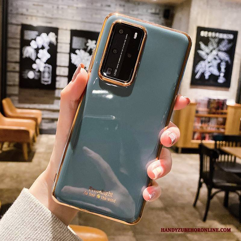 Hülle Huawei P40 Pro Schutz Handyhüllen Anti-sturz, Case Huawei P40 Pro Weiche Hellblau Pu