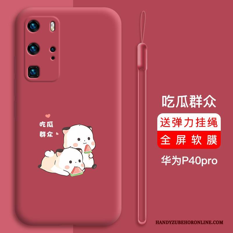 Hülle Huawei P40 Pro Schutz Nette Persönlichkeit, Case Huawei P40 Pro Karikatur Rot Anti-sturz