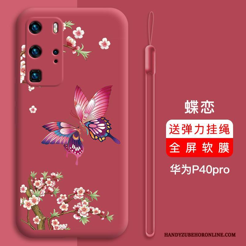 Hülle Huawei P40 Pro Schutz Nette Persönlichkeit, Case Huawei P40 Pro Karikatur Rot Anti-sturz