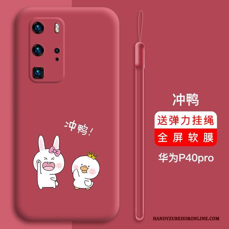 Hülle Huawei P40 Pro Schutz Nette Persönlichkeit, Case Huawei P40 Pro Karikatur Rot Anti-sturz