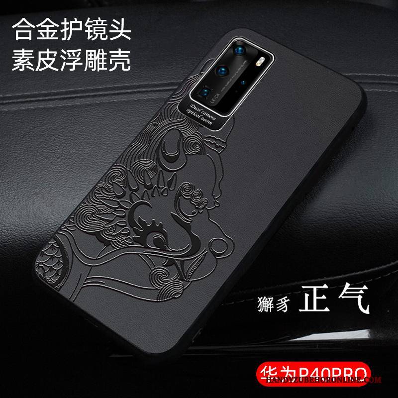 Hülle Huawei P40 Pro Schutz Trendmarke Business, Case Huawei P40 Pro Leder Schlank Handyhüllen