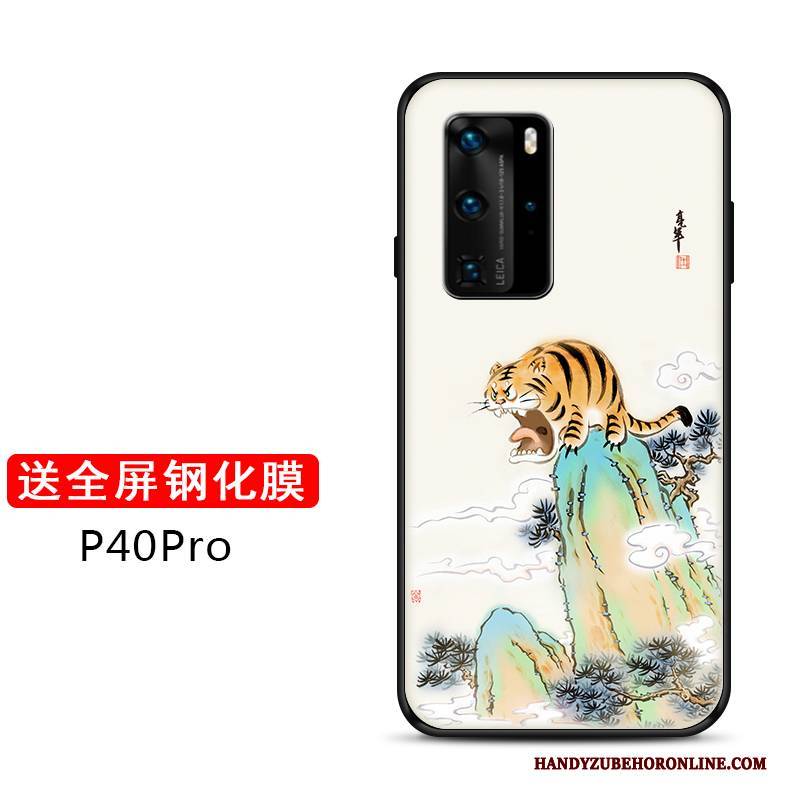 Hülle Huawei P40 Pro Silikon Anti-sturz Nette, Case Huawei P40 Pro Weiche Grün Netto Rot