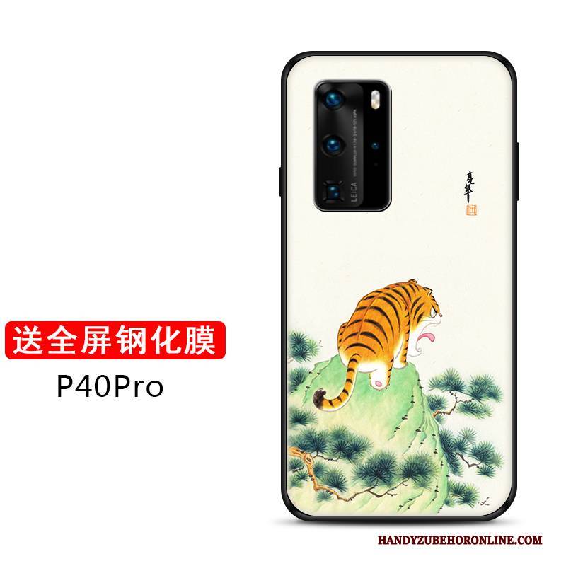 Hülle Huawei P40 Pro Silikon Anti-sturz Nette, Case Huawei P40 Pro Weiche Grün Netto Rot