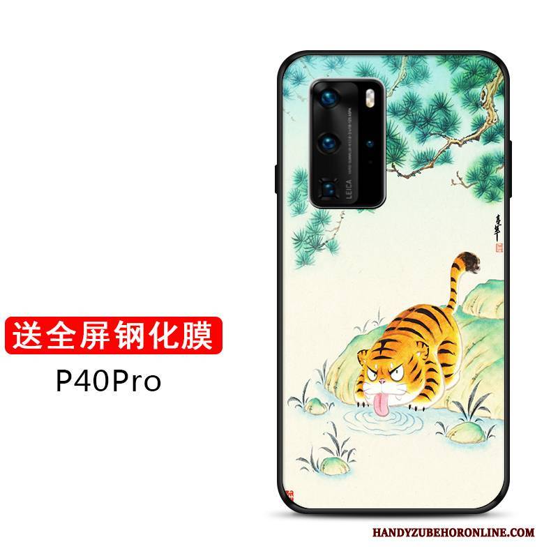 Hülle Huawei P40 Pro Silikon Anti-sturz Nette, Case Huawei P40 Pro Weiche Grün Netto Rot