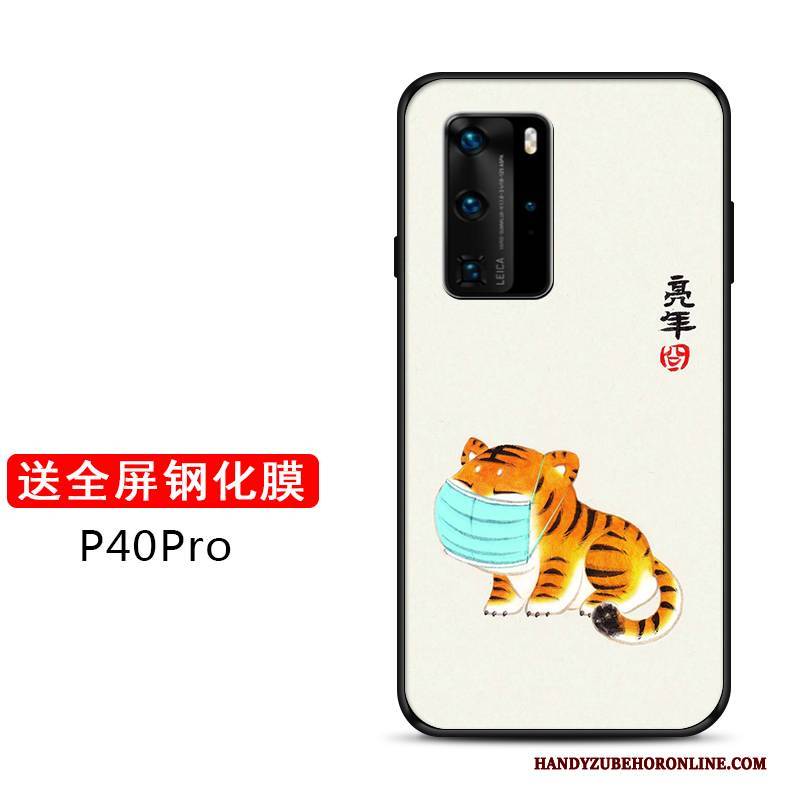 Hülle Huawei P40 Pro Silikon Anti-sturz Nette, Case Huawei P40 Pro Weiche Grün Netto Rot