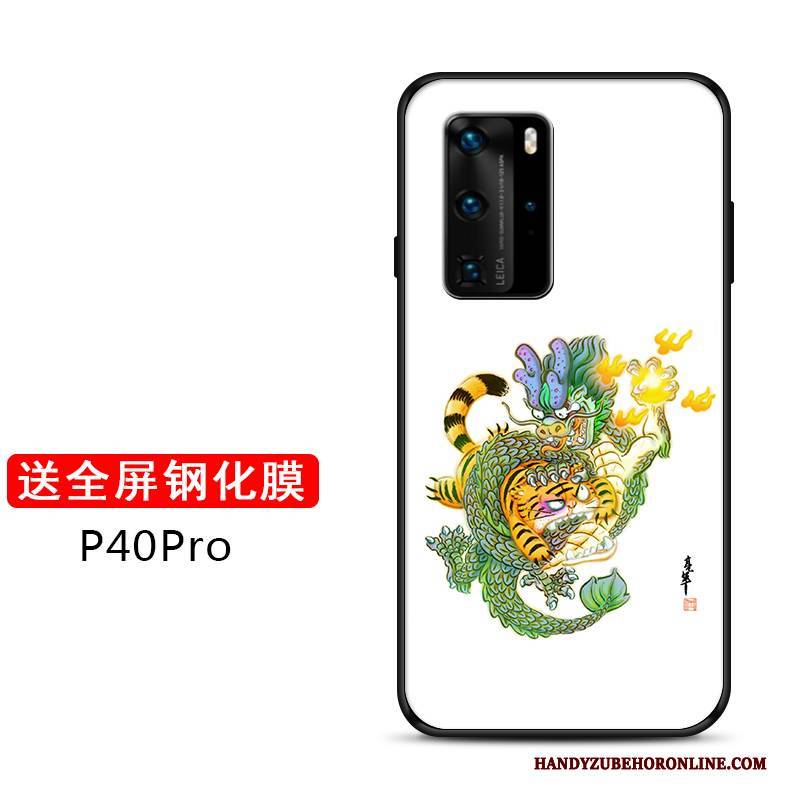 Hülle Huawei P40 Pro Silikon Anti-sturz Nette, Case Huawei P40 Pro Weiche Grün Netto Rot