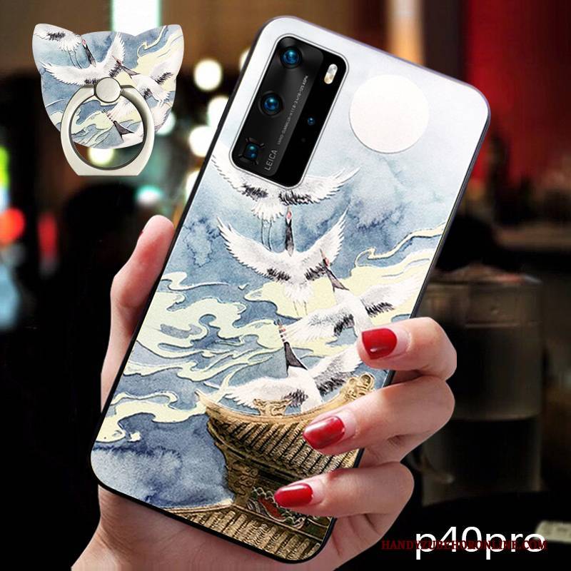 Hülle Huawei P40 Pro Silikon Persönlichkeit Anti-sturz, Case Huawei P40 Pro Taschen Trendmarke Blau