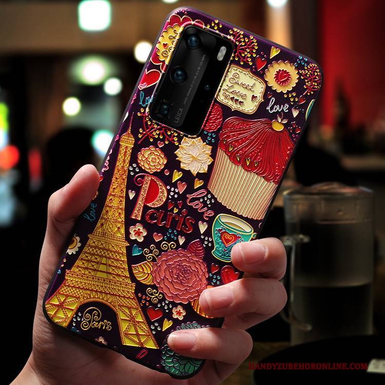 Hülle Huawei P40 Pro Silikon Schlank Nubuck, Case Huawei P40 Pro Karikatur Trendmarke Nette