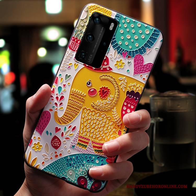 Hülle Huawei P40 Pro Silikon Schlank Nubuck, Case Huawei P40 Pro Karikatur Trendmarke Nette