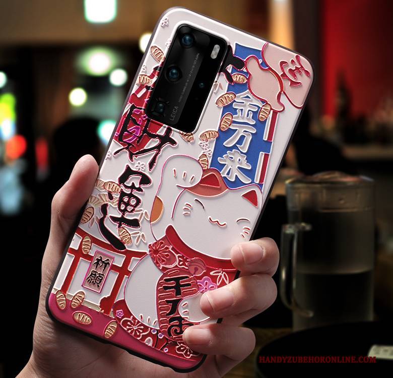 Hülle Huawei P40 Pro Silikon Schlank Nubuck, Case Huawei P40 Pro Karikatur Trendmarke Nette