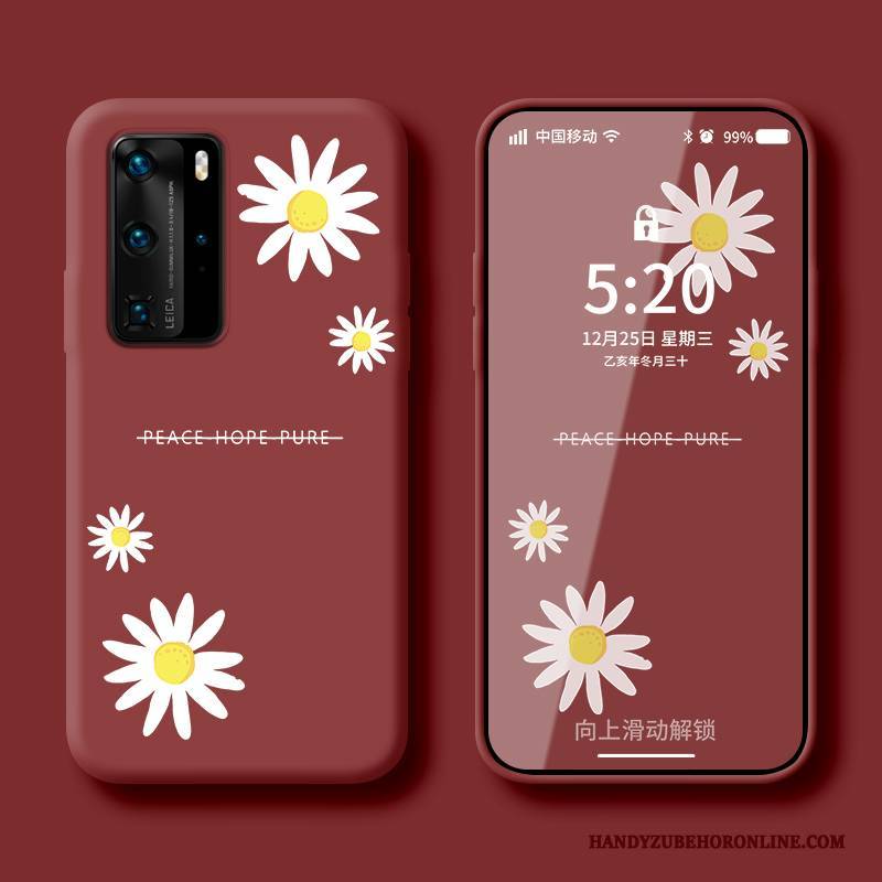 Hülle Huawei P40 Pro Taschen Persönlichkeit Anti-sturz, Case Huawei P40 Pro Schutz Netto Rot Wind