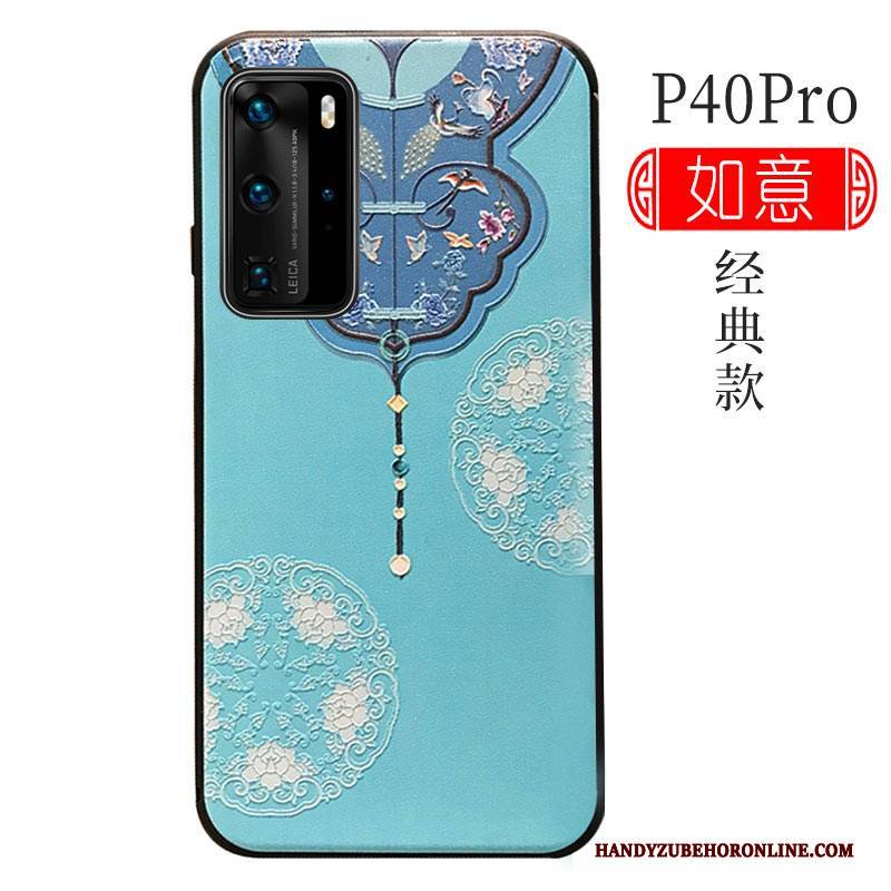 Hülle Huawei P40 Pro Weiche Blau Netto Rot, Case Huawei P40 Pro Taschen Trend Anti-sturz