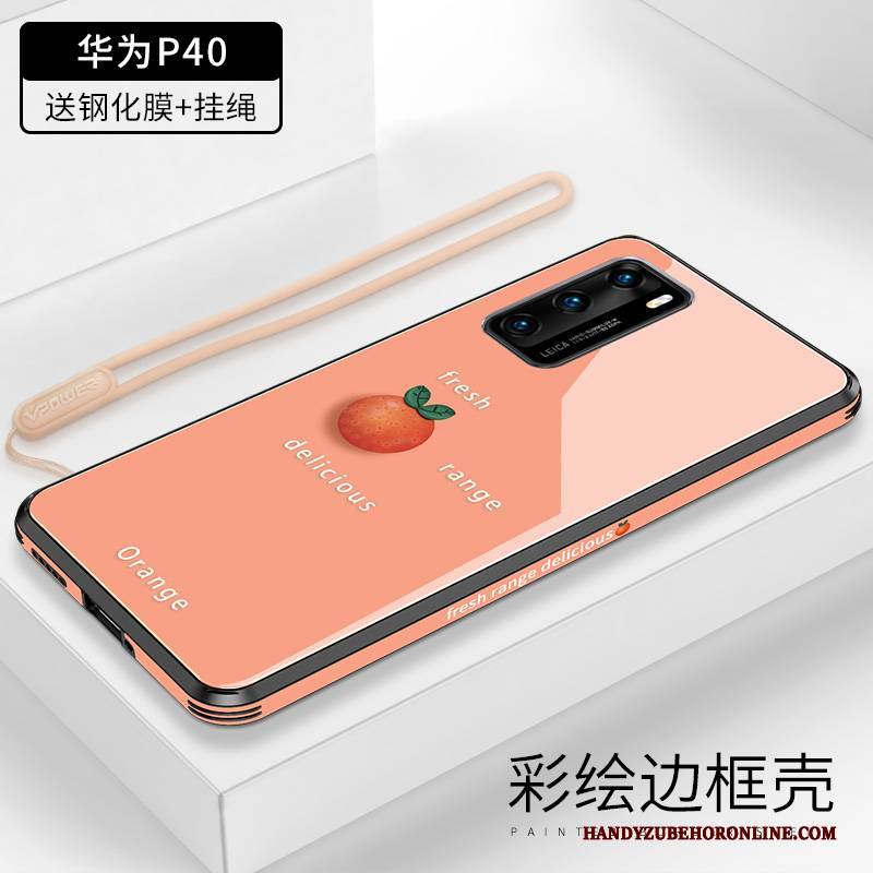 Hülle Huawei P40 Schutz Lila Handyhüllen, Case Huawei P40 Orange Kuh