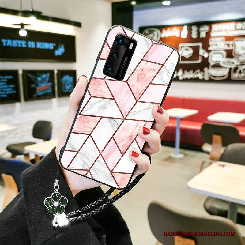 Hülle Huawei P40 Silikon Netto Rot Persönlichkeit, Case Huawei P40 Taschen Einfach Handyhüllen