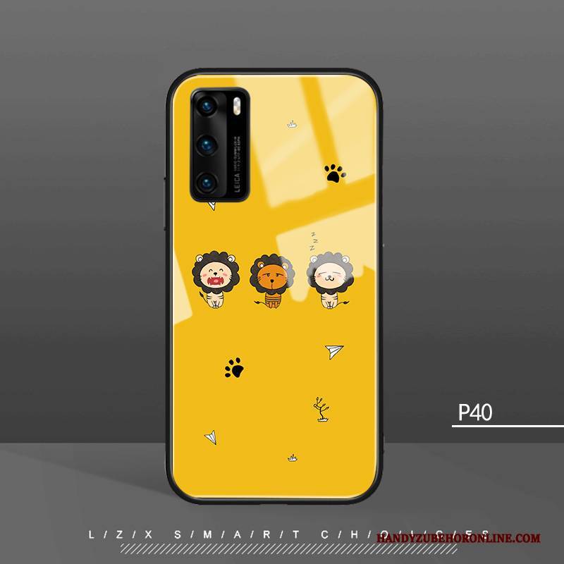 Hülle Huawei P40 Taschen Handyhüllen Bär, Case Huawei P40 Karikatur Mini Weiß