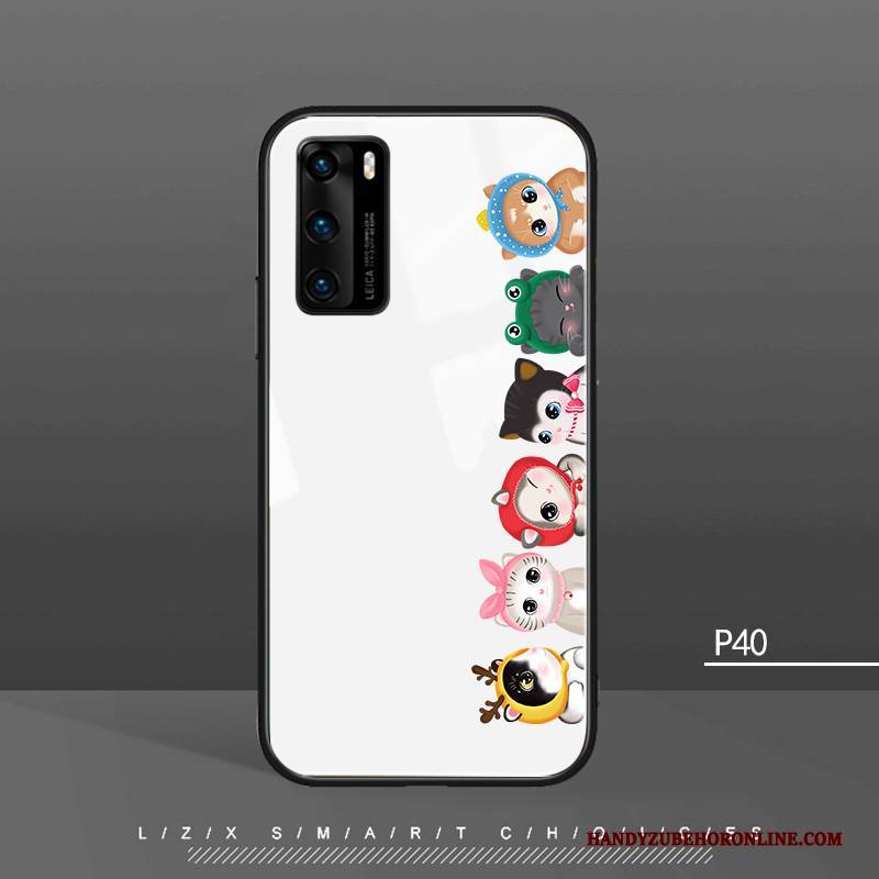 Hülle Huawei P40 Taschen Handyhüllen Bär, Case Huawei P40 Karikatur Mini Weiß