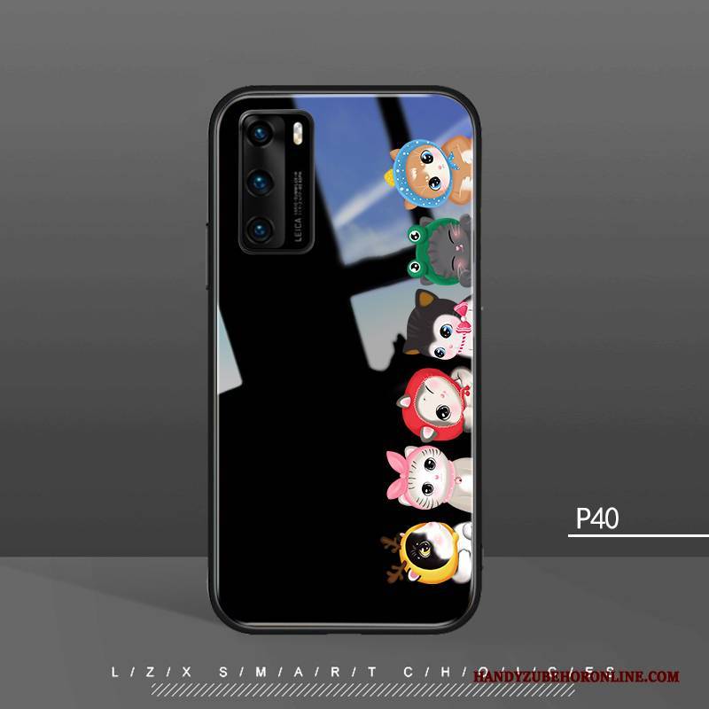 Hülle Huawei P40 Taschen Handyhüllen Bär, Case Huawei P40 Karikatur Mini Weiß