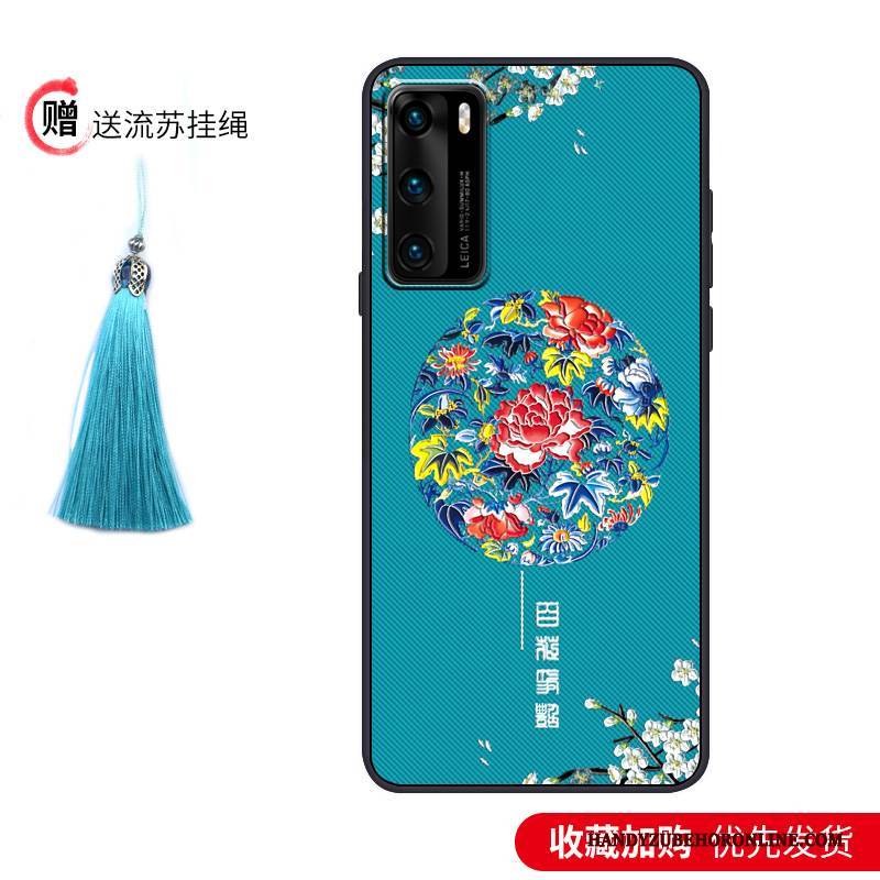 Hülle Huawei P40 Taschen Lila Nubuck, Case Huawei P40 Kreativ Wind Schlank