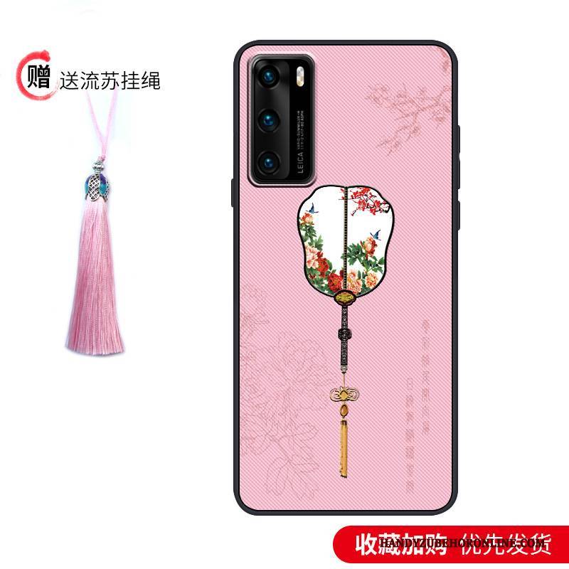 Hülle Huawei P40 Taschen Lila Nubuck, Case Huawei P40 Kreativ Wind Schlank