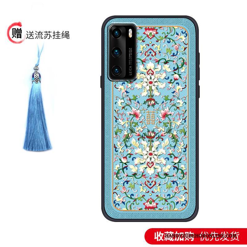 Hülle Huawei P40 Taschen Lila Nubuck, Case Huawei P40 Kreativ Wind Schlank