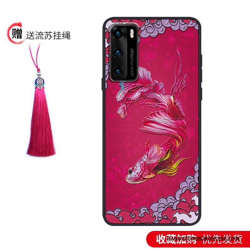 Hülle Huawei P40 Taschen Lila Nubuck, Case Huawei P40 Kreativ Wind Schlank