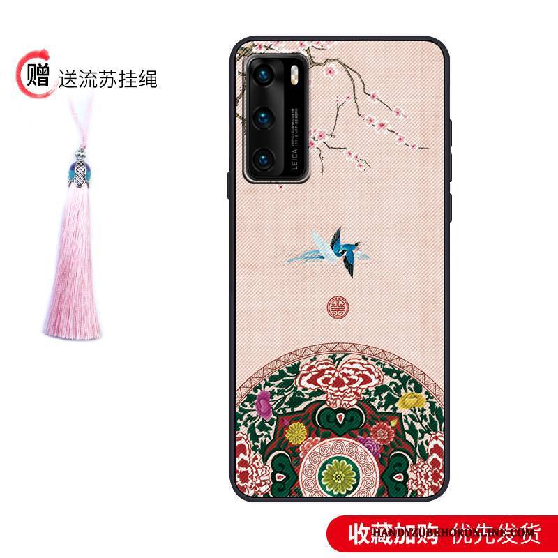 Hülle Huawei P40 Taschen Lila Nubuck, Case Huawei P40 Kreativ Wind Schlank