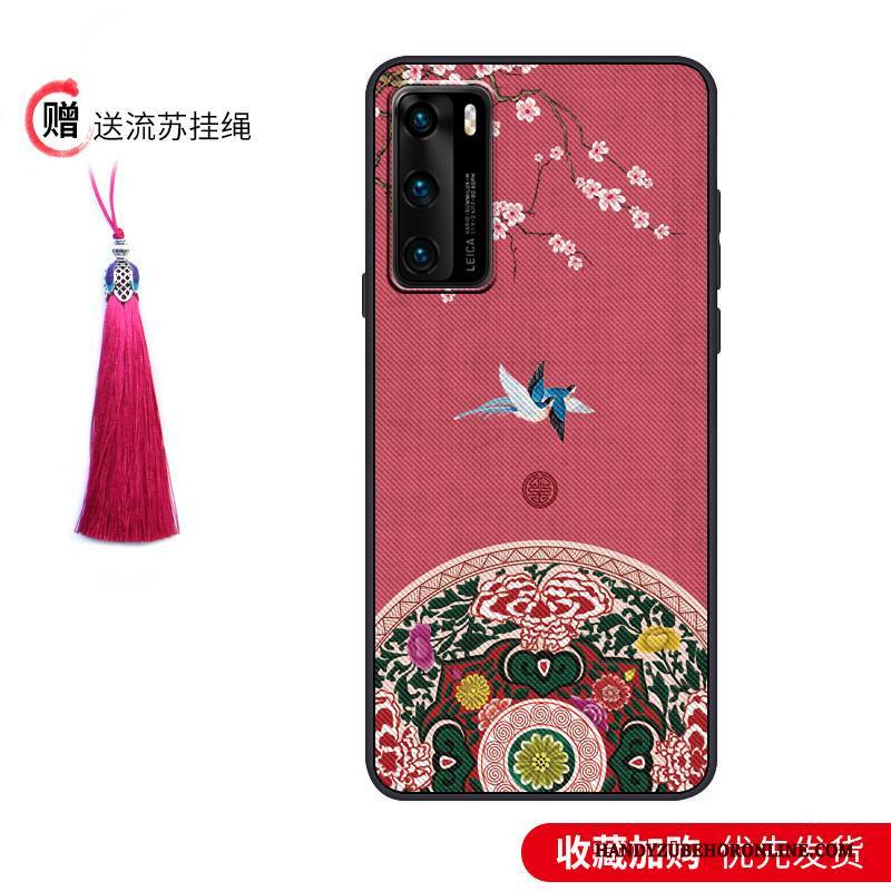 Hülle Huawei P40 Taschen Lila Nubuck, Case Huawei P40 Kreativ Wind Schlank