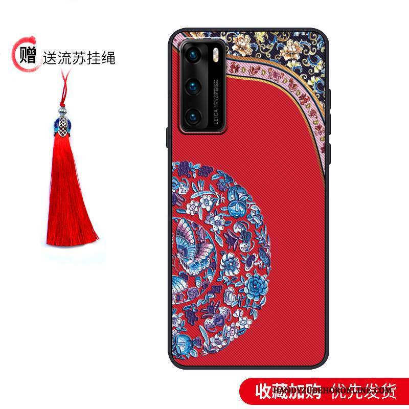 Hülle Huawei P40 Taschen Lila Nubuck, Case Huawei P40 Kreativ Wind Schlank