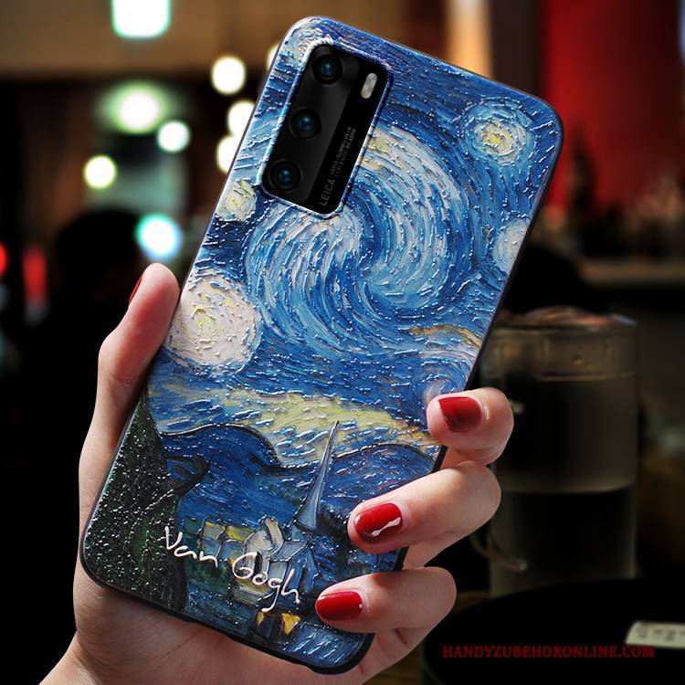 Hülle Huawei P40 Weiche Persönlichkeit Blau, Case Huawei P40 Kreativ Leicht Trendmarke