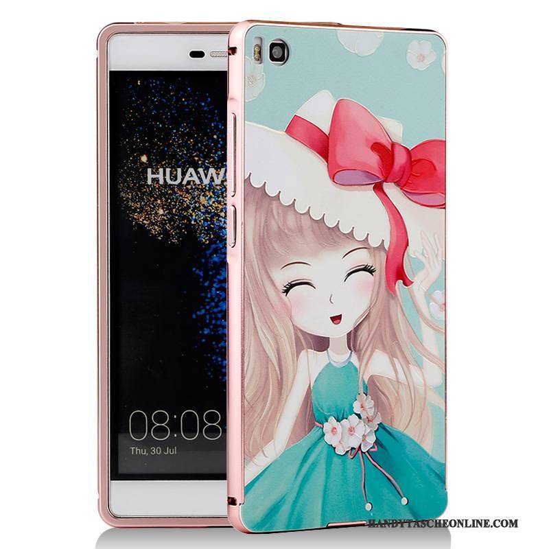 Hülle Huawei P8 Karikatur Handyhüllen Blau, Case Huawei P8 Schutz Grenze