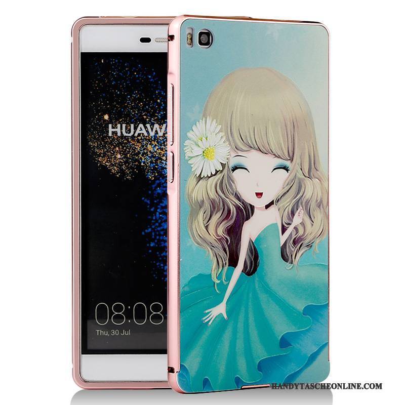 Hülle Huawei P8 Karikatur Handyhüllen Blau, Case Huawei P8 Schutz Grenze