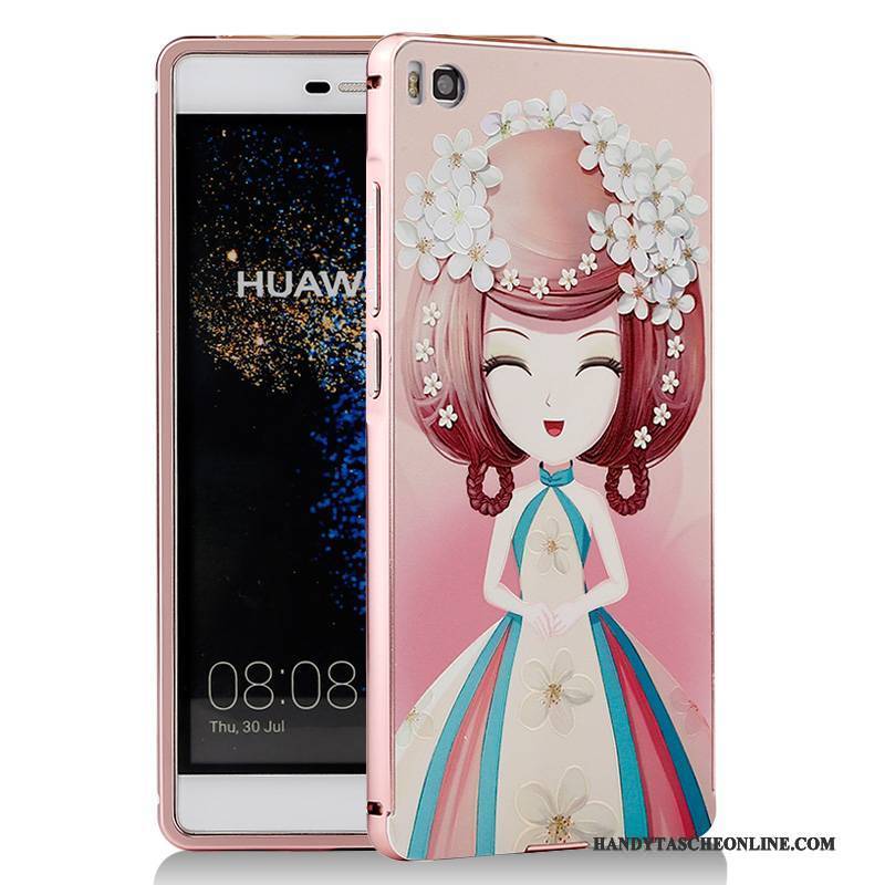 Hülle Huawei P8 Karikatur Handyhüllen Blau, Case Huawei P8 Schutz Grenze