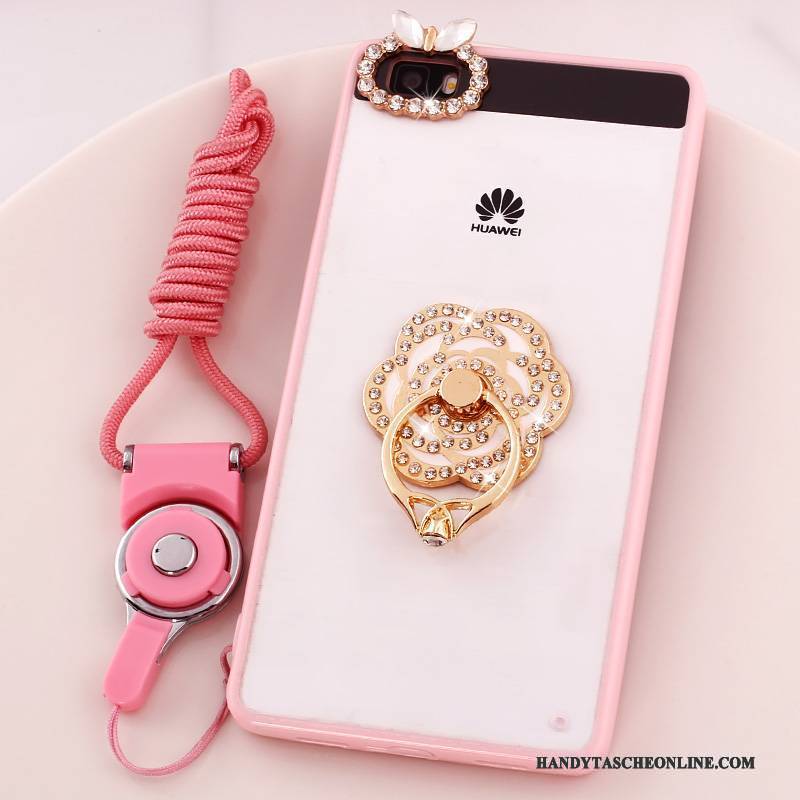 Hülle Huawei P8 Lite Halterung Jugend Hängende Verzierungen, Case Huawei P8 Lite Strass Anti-sturz Rosa