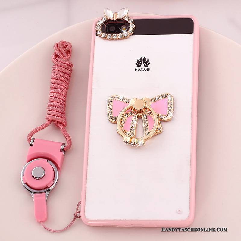 Hülle Huawei P8 Lite Halterung Jugend Hängende Verzierungen, Case Huawei P8 Lite Strass Anti-sturz Rosa