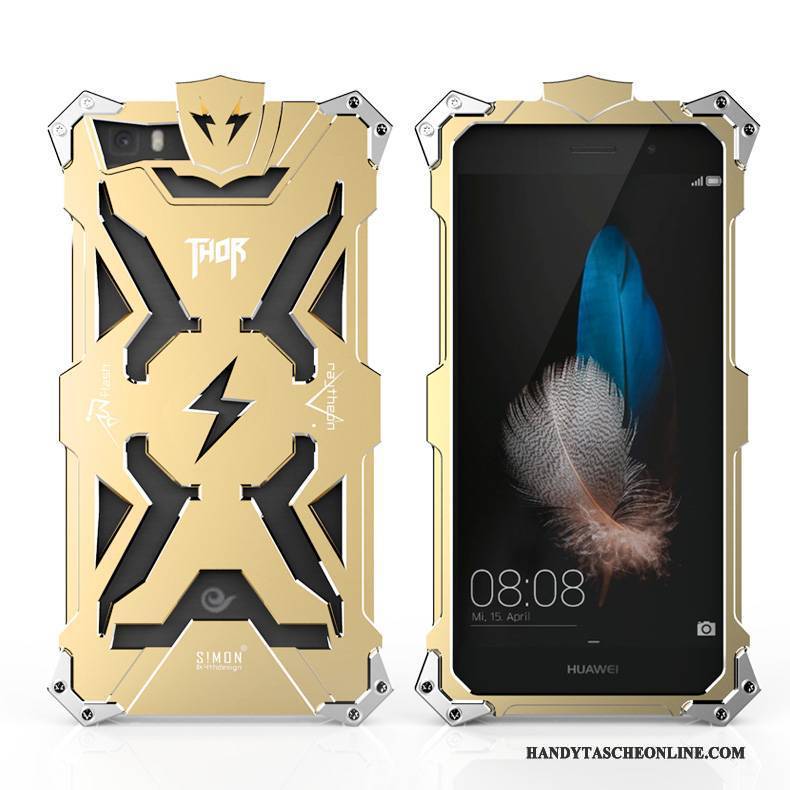 Hülle Huawei P8 Lite Metall Hoch Gold, Case Huawei P8 Lite Schutz Anti-sturz Grenze