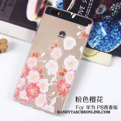 Hülle Huawei P8 Lite Prägung Rosa Handyhüllen, Case Huawei P8 Lite Schutz Jugend Transparent