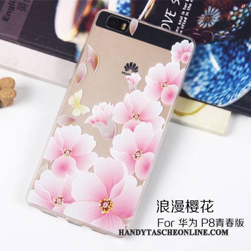 Hülle Huawei P8 Lite Prägung Rosa Handyhüllen, Case Huawei P8 Lite Schutz Jugend Transparent