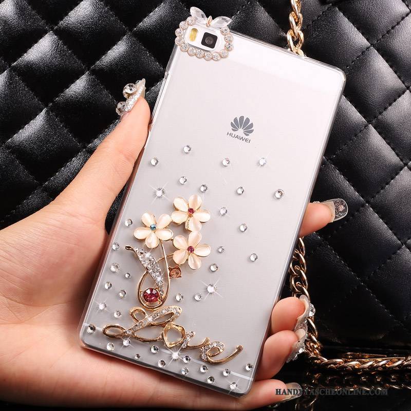 Hülle Huawei P8 Lite Strass Gold Handyhüllen, Case Huawei P8 Lite Schutz Schwer Jugend