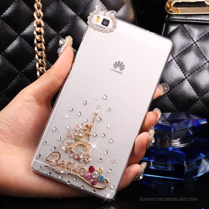 Hülle Huawei P8 Lite Strass Gold Handyhüllen, Case Huawei P8 Lite Schutz Schwer Jugend