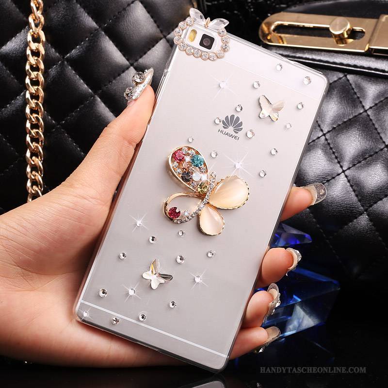 Hülle Huawei P8 Lite Strass Gold Handyhüllen, Case Huawei P8 Lite Schutz Schwer Jugend