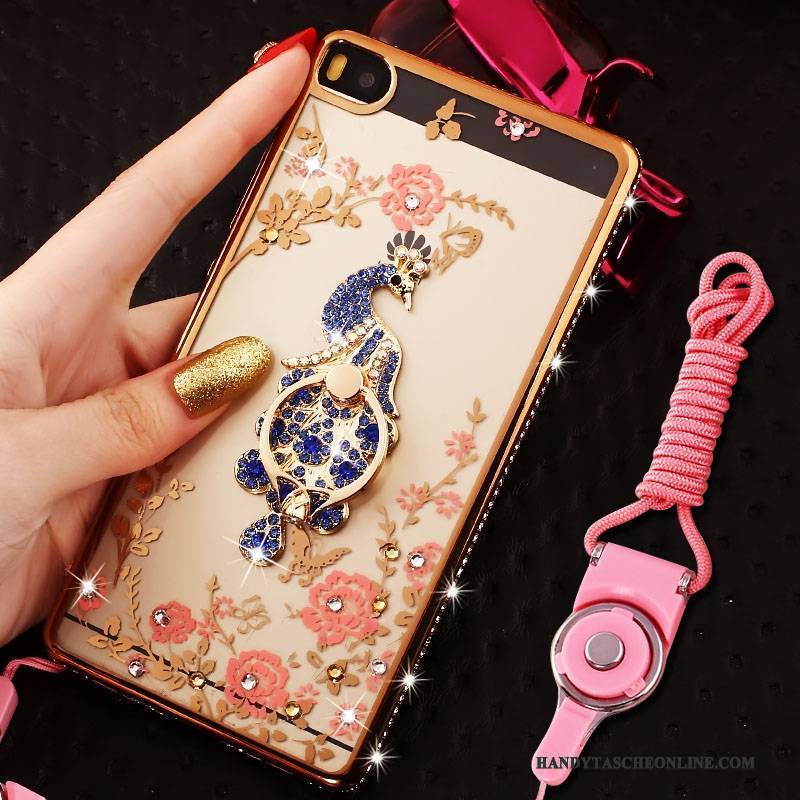 Hülle Huawei P8 Lite Strass Handyhüllen Jugend, Case Huawei P8 Lite Weiche Grenze Rosa