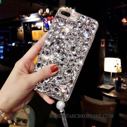 Hülle Huawei P8 Lite Strass Quaste Weiß, Case Huawei P8 Lite Luxus Jugend Silber