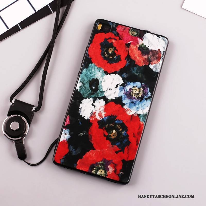 Hülle Huawei P8 Lite Taschen Hängender Hals Weiß, Case Huawei P8 Lite Schutz Jugend Handyhüllen