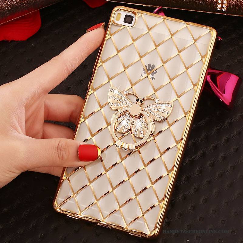 Hülle Huawei P8 Strass Gold Handyhüllen, Case Huawei P8 Weiche