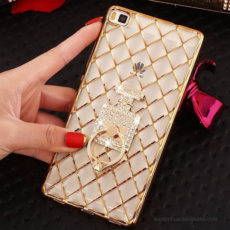 Hülle Huawei P8 Strass Gold Handyhüllen, Case Huawei P8 Weiche