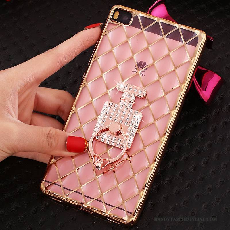 Hülle Huawei P8 Strass Gold Handyhüllen, Case Huawei P8 Weiche