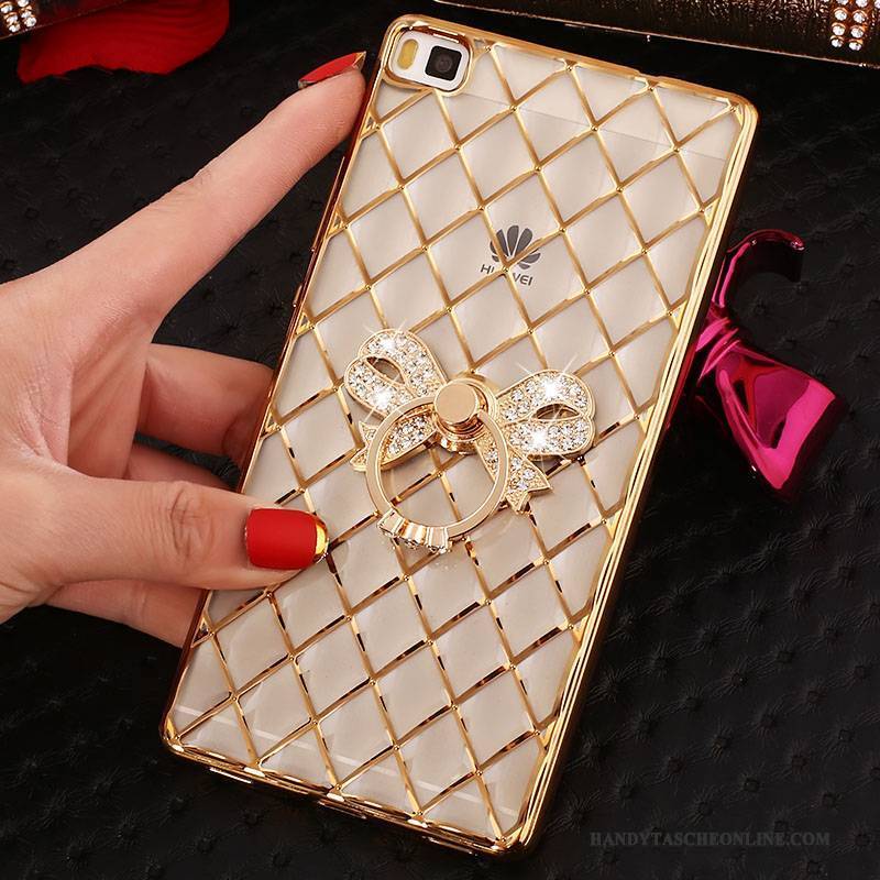 Hülle Huawei P8 Strass Gold Handyhüllen, Case Huawei P8 Weiche